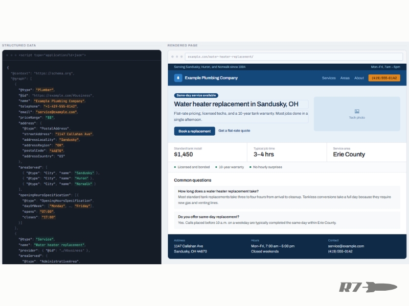 Example of the schema markup answer engines look for